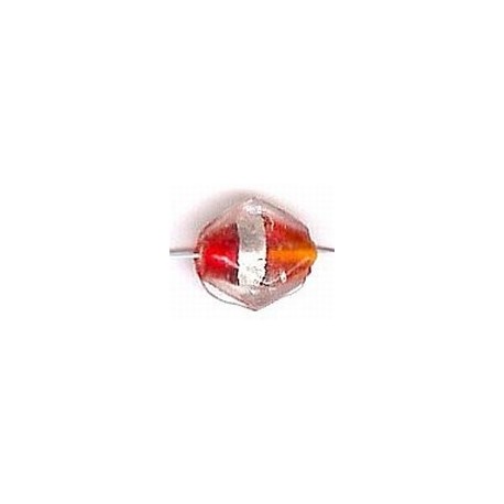 Glaskraal 11mm oranjerood silverfoil 25st