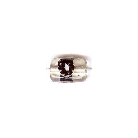 Glaskraal rechthoek 15x10mm zwarte bloem 5st