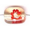 Glaskraal rechthoek 15x10mm oranje bloem 15st