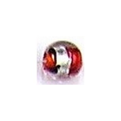 Glaskraal rond 9mm rood silverfoil 10st