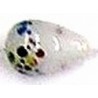 Glaskraal druppel 18mm wit met spikkels 5st