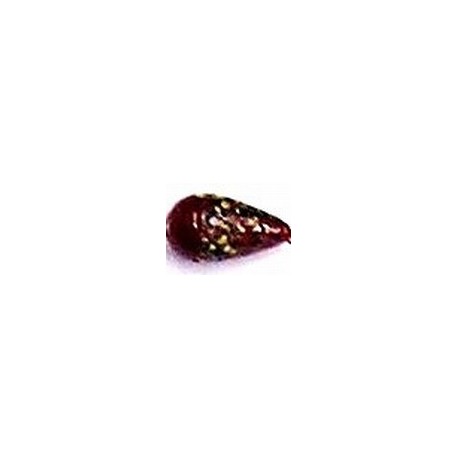 Glaskraal druppel 18mm rood met spikkels 5st