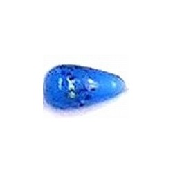 Glaskraal druppel 18mm blauw met spikkels 5st