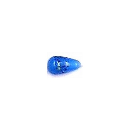 Glaskraal druppel 18mm blauw met spikkels 5st
