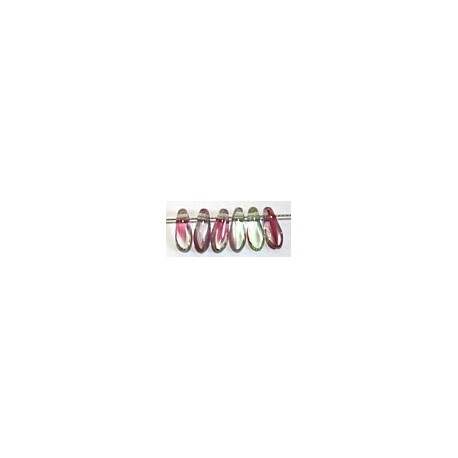 Glasdruppel 3 x 8mm Crystal/pink/green 100st.