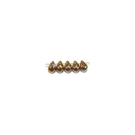 Glasdruppel 4x6mm zwart dorado goud gelust. 50st.