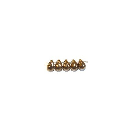 Glasdruppel 4x6mm zwart dorado goud gelust. 50st.