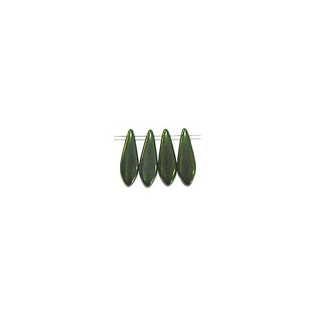 Glasdruppel 5x16mm zwart groen gelusterd 25st.