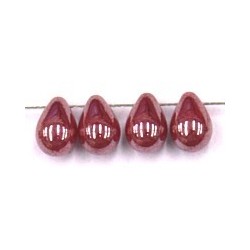 Glasdruppel 6x9mm rood gelusterd 25st.