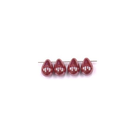 Glasdruppel 6x9mm rood gelusterd 25st.