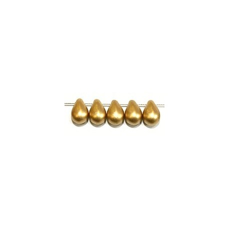 Glasdruppel 6x9mm tr. mat goud gecoat 25st.