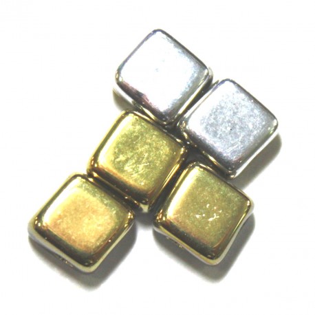 Silky beads 6mm geelgoud/zilver 25st.