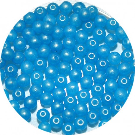 Glaskraal 4mm rond satin blauw100st.