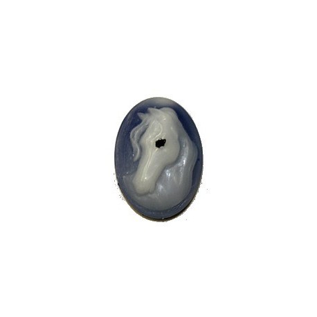 camee 25x18mm blauw met paardenhoofd p.st