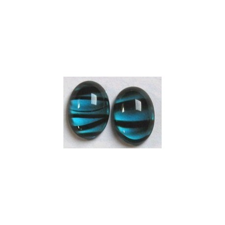 Cabochon 18mm transp. blauw/zwart 2st