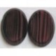 Cabochon 25mm afgeplat cerise zwarte strepen 2st.