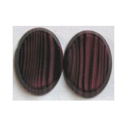 Cabochon 25mm afgeplat cerise zwarte strepen 2st.