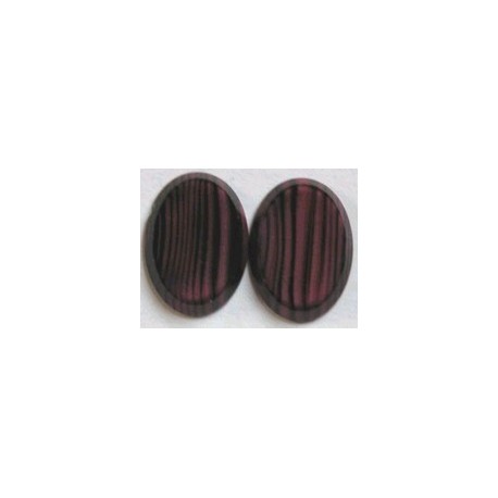 Cabochon 25mm afgeplat cerise zwarte strepen 2st.