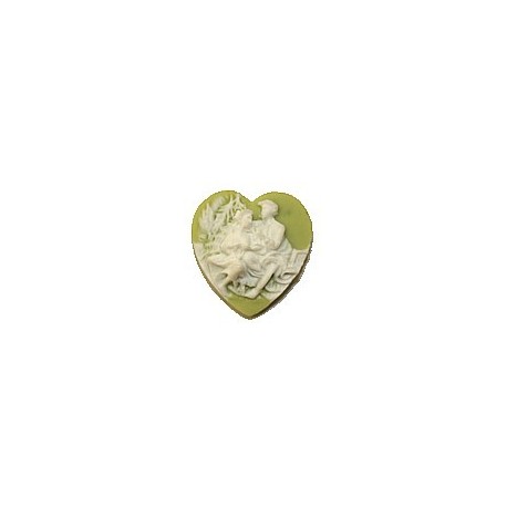 Camee hartvormig 19x18mm lime/wit per stuk