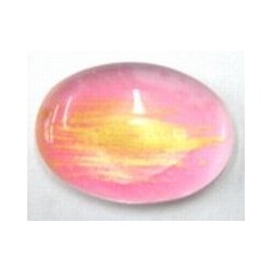 glascabochon18x13mm roze/goustreep 5 stuks