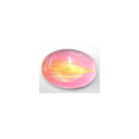 glascabochon18x13mm roze/goustreep 5 stuks