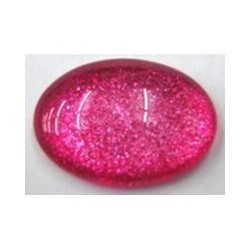 glascabochon18x13mm fuchsia/zilverglans 5 stuks