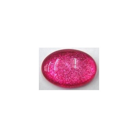 glascabochon18x13mm fuchsia/zilverglans 5 stuks