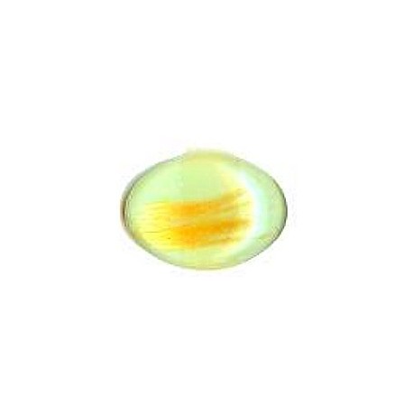 glascabochon18x13mm geel/groen/goudstr.5 stuks