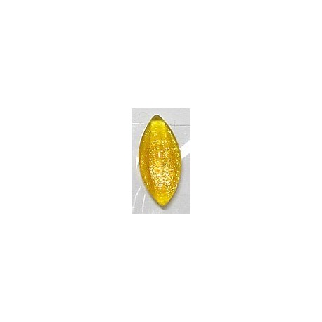 glascabochon15x7mm geel goudstreep 5 stuks