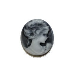 Camee 19x17mm zwart met transp.wit p.st.