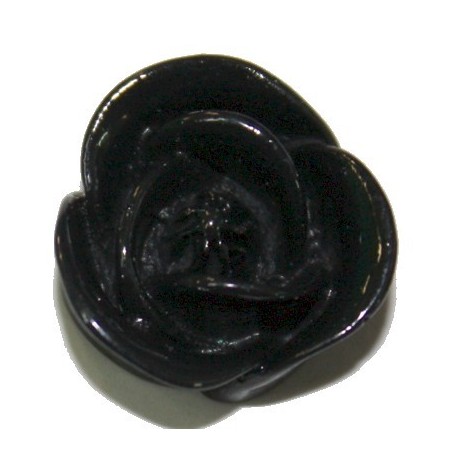 Kunststof cabochon roos zwart 18mm 2st