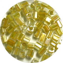 Glaskr. hex cut ca 3,5mm transp. geel 25gram