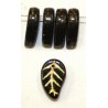 Glashanger blad 8,5x14mm aubergine goud 25st