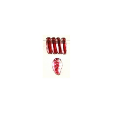 Glashanger bladvorm 8,5x14mm tr.roze gevlekt 25st