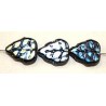 Glaskraal 12x10mm blad zwart stippels str. 16st.