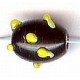 Glaskraal ovaal 11mm spikkels zwart/geel 10st