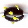 Glaskraal ovaal 11mm spikkels zwart/geel 25st