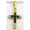 Kruisje 18x13mm goudkl. kristal/groen