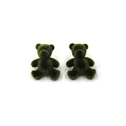 knoop teddybeer groen fluweel per stuk