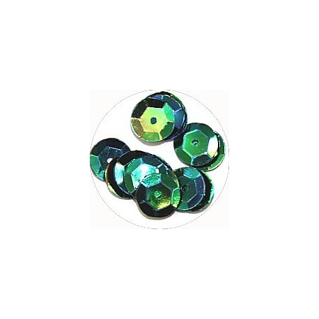 Pailleten cup 10mm blauw groen AB 10 gram