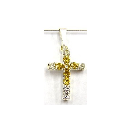 kruisje 18x13mm zilverkl. kristal/geel
