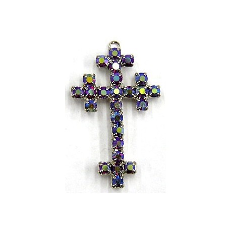 Strass kruis rood AB 35x23mm p/st