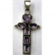 Hanger kruis 40mm zilver 925 amethyst steen