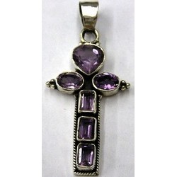 Hanger kruis 40mm zilver 925 amethyst steen