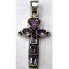 Hanger kruis 40mm zilver 925 amethyst steen