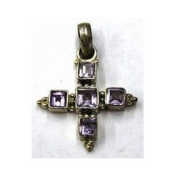 Hanger kruis 27mm zilver 925 amethyst steen