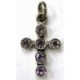 Hanger kruis 27mm zilver 925 amethyst steen