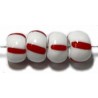 Rocailles ca. 5x7mm wit/ rode streep 25gram