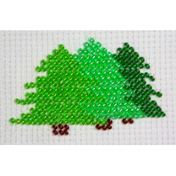 Borduurpakket groene kerstbomen 4x7cm