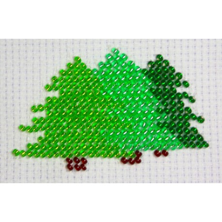 Borduurpakket groene kerstbomen 4x7cm